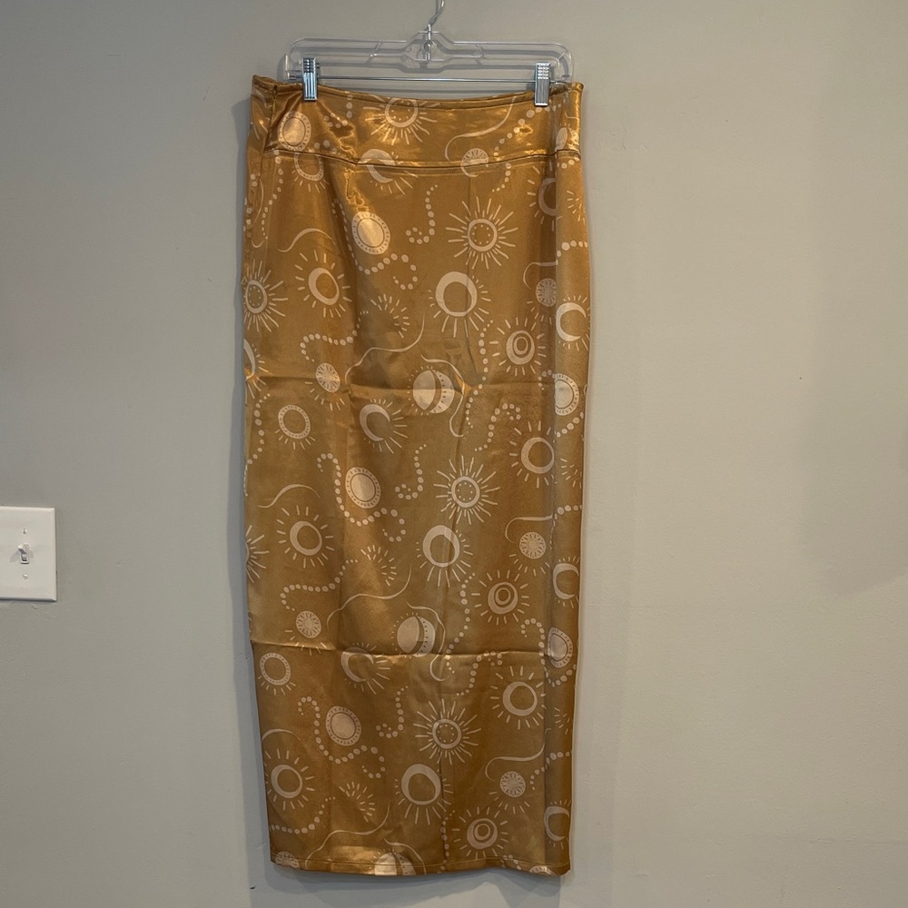 Free People Gold Celestial Skirt Size 8 - Picture 7 of 9